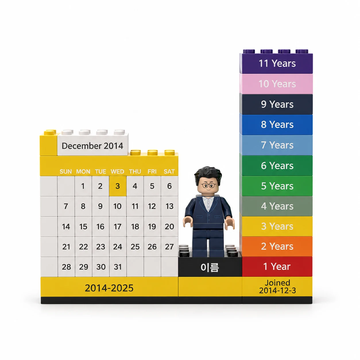근속·입사 기념 캘린더 블록 피규어 주문제작 · 제작 참고 이미지